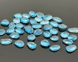6Pcs Swiss Blue Topaz Rosecut Cabochons, Loose Gemstones, Blue Topaz Rose Cuts, 8x7mm - 12x9mm