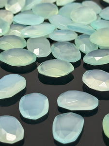 9Pcs / 10 Pcs Aqua Chalcedony Rosecut Cabochons, Loose Gemstones, Aqua Chalcedony Rose Cuts, 10x8mm - 17x15mm