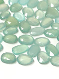 9Pcs / 10 Pcs Aqua Chalcedony Rosecut Cabochons, Loose Gemstones, Aqua Chalcedony Rose Cuts, 10x8mm - 17x15mm