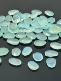 9Pcs / 10 Pcs Aqua Chalcedony Rosecut Cabochons, Loose Gemstones, Aqua Chalcedony Rose Cuts, 10x8mm - 17x15mm