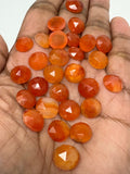 9 Pcs/ 10 Pcs Natural Carnelian Rosecuts, Loose Gemstone Ring Stones, Carnelian Rose Cuts, 9mm - 10mm