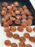 12 Pcs Natural Sunstone Rosecut Cabochons, Loose Gemstones, Sunstone Rose Cuts, Sunstone Ring Stones, 9mm- 10mm