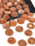 12 Pcs Natural Sunstone Rosecut Cabochons, Loose Gemstones, Sunstone Rose Cuts, Sunstone Ring Stones, 9mm- 10mm