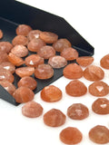 12 Pcs Natural Sunstone Rosecut Cabochons, Loose Gemstones, Sunstone Rose Cuts, Sunstone Ring Stones, 9mm- 10mm