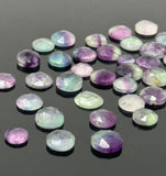 10 Pcs / 11 Pcs Natural Fluorite Rose Cut Cabochons, Loose Gemstones, Fluorite Ring Stones Rosecuts, 6.5mm - 10mm