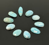 10 Pcs Natural Larimar Rosecut Cabochons, Loose Gemstones, Larimar Rose Cuts, 11.5x7mm - 19x9.5mm