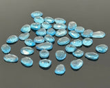 6Pcs Swiss Blue Topaz Rosecut Cabochons, Loose Gemstones, Blue Topaz Rose Cuts, 8x7mm - 12x9mm