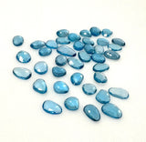 6Pcs Swiss Blue Topaz Rosecut Cabochons, Loose Gemstones, Blue Topaz Rose Cuts, 8x7mm - 12x9mm