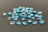 6Pcs Swiss Blue Topaz Rosecut Cabochons, Loose Gemstones, Blue Topaz Rose Cuts, 8x7mm - 12x9mm
