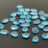 6Pcs Swiss Blue Topaz Rosecut Cabochons, Loose Gemstones, Blue Topaz Rose Cuts, 8x7mm - 12x9mm