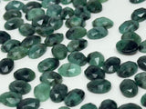 10Pcs Natural Emerald Rose Cut Cabochons, Loose Gemstones, Ring Stones, 9x7mm - 10x7.5mm