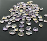 5 Pcs Natural Ametrine Rose Cut Cabochons, Loose Gemstones, Rosecut Ring Stone, Amethyst and Citrine Rosecuts