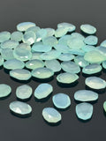 9Pcs / 10 Pcs Aqua Chalcedony Rosecut Cabochons, Loose Gemstones, Aqua Chalcedony Rose Cuts, 10x8mm - 17x15mm