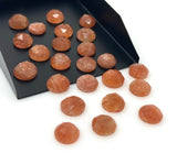 12 Pcs Natural Sunstone Rosecut Cabochons, Loose Gemstones, Sunstone Rose Cuts, Sunstone Ring Stones, 9mm- 10mm