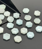 10 Pcs/ 13 Pcs Natural Aquamarine Rose Cut Cabochons, Loose Gemstones, Aquamarine Rosecuts Ring Stones Hexagon Shape , 8mm - 8.5mm