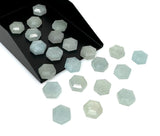 10 Pcs/ 13 Pcs Natural Aquamarine Rose Cut Cabochons, Loose Gemstones, Aquamarine Rosecuts Ring Stones Hexagon Shape , 8mm - 8.5mm