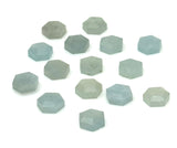 10 Pcs/ 13 Pcs Natural Aquamarine Rose Cut Cabochons, Loose Gemstones, Aquamarine Rosecuts Ring Stones Hexagon Shape , 8mm - 8.5mm