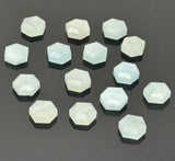 10 Pcs/ 13 Pcs Natural Aquamarine Rose Cut Cabochons, Loose Gemstones, Aquamarine Rosecuts Ring Stones Hexagon Shape , 8mm - 8.5mm