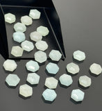 10 Pcs/ 13 Pcs Natural Aquamarine Rose Cut Cabochons, Loose Gemstones, Aquamarine Rosecuts Ring Stones Hexagon Shape , 8mm - 8.5mm