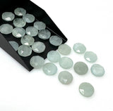 7 Pcs Natural Aquamarine Rose Cut Cabochons, Loose Gemstones, Aquamarine Rosecuts Ring Stones Round Shape Tablet Cut, 10mm