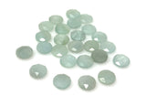 7 Pcs Natural Aquamarine Rose Cut Cabochons, Loose Gemstones, Aquamarine Rosecuts Ring Stones Round Shape Tablet Cut, 10mm