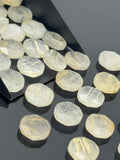 9 Pcs Natural Golden Rutile Rose Cut Cabochons, Loose Gemstones, Golden Yellow Rutilated Quartz Rose Cuts, 10mm