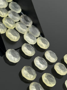 8 Pcs Lemon Quartz Rose Cut Cabochons, Loose Gemstones, Yellow Lemon Quartz Rose Cuts, 10mm