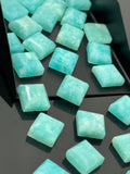 8mm Natural Amazonite Rose cuts, Amazonite Slice Faceted Square Shape Rose Cuts, Peruvian Amazonite Ring Stones