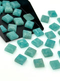 8mm Natural Amazonite Rose cuts, Amazonite Slice Faceted Square Shape Rose Cuts, Peruvian Amazonite Ring Stones