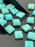 8mm Natural Amazonite Rose cuts, Amazonite Slice Faceted Square Shape Rose Cuts, Peruvian Amazonite Ring Stones