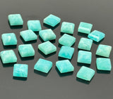 8mm Natural Amazonite Rose cuts, Amazonite Slice Faceted Square Shape Rose Cuts, Peruvian Amazonite Ring Stones