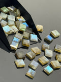 8 Pcs Natural Labradorite Rose Cut Cabochons, Loose Gemstones, Labradorite Rosecuts, Ring Stones 8mm - 8.25mm