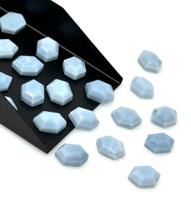 10 Pcs / 12 Pcs Natural Blue Opal Rosecut Cabochons, Loose Gemstones, Blue Opal Rose Cuts, Ring Stones, 9x7mm - 10x7mm