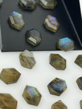 8 Pcs Natural Labradorite Rosecut Loose Gemstones Cabochons, Bulk Labradorite Rose Cut Ring Stones Wholesale DIY Jewelry Making, 10x7mm