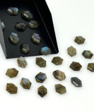 8 Pcs Natural Labradorite Rosecut Loose Gemstones Cabochons, Bulk Labradorite Rose Cut Ring Stones Wholesale DIY Jewelry Making, 10x7mm