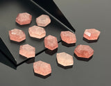 11 Strawberry Quartz Rosecut Cabochons Loose Gemstones, Strawberry Quartz Rose Cuts Ring Stones Bulk Wholesale DIY Jewelry Making Supplies