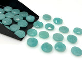 9 Pcs / 10 Pcs Natural Amazonite Rosecut Cabochons, Loose Gemstones, Amazonite Tablet Cut Rose Cuts, Peruvian Amazonite Ring Stones, 10mm