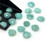 8Pcs Amazonite Rosecut Loose Gemstones Cabochons, Amazonite Rose Cuts, Peruvian Amazonite Ring Stones Bulk Wholesale DIY Jewelry, 9mm - 11mm