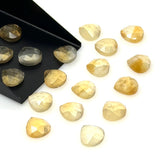 11 Pcs Citrine Rose Cut Loose Gemstones Cabochons, Natural Citrine Ring Stones Rosecuts Bulk Wholesale DIY Jewelry Making Supplies, 10mm