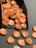 8 Pcs Sunstone Rosecut Loose Gemstone Cabochons, Natural Sunstone Rose Cuts Ring Stones Bulk Wholesale Jewelry Making Supplies, 9.5mm- 10mm