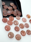 10mm Strawberry Quartz Rosecut Cabochons, Loose Gemstones, Strawberry Quartz Briolette Tablet Cut Rose Cuts Ring Stones