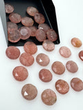 10mm Strawberry Quartz Rosecut Cabochons, Loose Gemstones, Strawberry Quartz Briolette Tablet Cut Rose Cuts Ring Stones