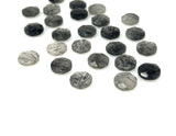 5 Pcs Natural Black Rutile Rose Cut Cabochons, Loose Gemstones, Briolette Ring Stones, 10mm