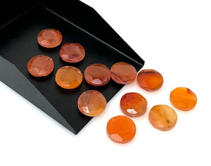 12 Pcs Natural Carnelian Rosecut Cabochons, Loose Gemstones, Carnelian Rose Cuts Ring Stones, 10mm