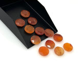 12 Pcs Natural Carnelian Rosecut Cabochons, Loose Gemstones, Carnelian Rose Cuts Ring Stones, 10mm