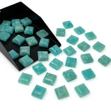 8mm Natural Amazonite Rose cuts, Amazonite Slice Faceted Square Shape Rose Cuts, Peruvian Amazonite Ring Stones