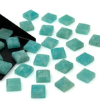 8mm Natural Amazonite Rose cuts, Amazonite Slice Faceted Square Shape Rose Cuts, Peruvian Amazonite Ring Stones