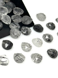 10mm Black Rutile Rosecut Loose Gemstones Cabochons, Black Rutilated Quartz Rose Cuts Ring Stones, Bulk Wholesale DIY Jewelry Making Stones