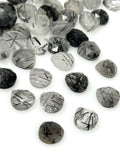 10mm Black Rutile Rosecut Loose Gemstones Cabochons, Black Rutilated Quartz Rose Cuts Ring Stones, Bulk Wholesale DIY Jewelry Making Stones