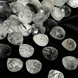 10mm Black Rutile Rosecut Loose Gemstones Cabochons, Black Rutilated Quartz Rose Cuts Ring Stones, Bulk Wholesale DIY Jewelry Making Stones